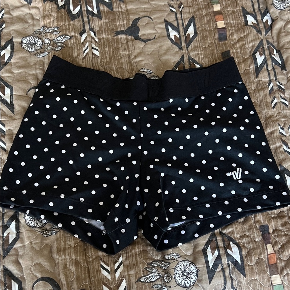 Varsity Black and White Polka Dot Athletic Shorts